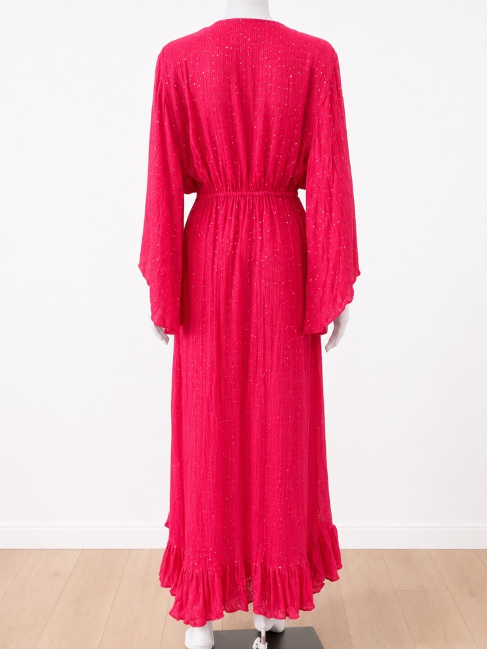 Sundress Brand “Juliana” Maxi Resort Dress High Low Ruffle Deep Pink - Size M/L - Picture 3 of 5